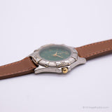 Vintage de chariot argenté à cadran vert montre | Timex Quartz montre