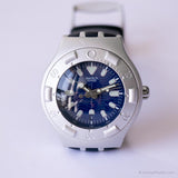 Vintage 2002 Swatch YDS4015 Opah Blue Uhr | Silber-Ton-Ironie-Tauch