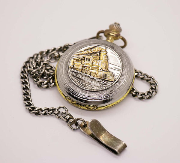 Vintage Train Pocket Watch for Men Women Railroad Pocket