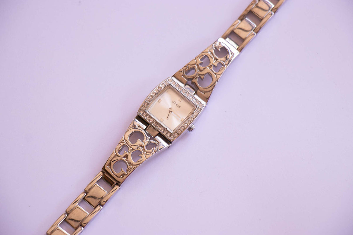 Guess Square-dial Watch for Women with Unique Silver-tone Bracelet ...