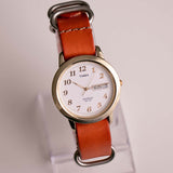 Tono d'oro vintage Timex Indiglo Day & Date Quartz Watch WR 30M