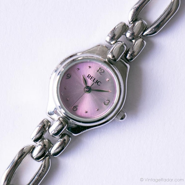 صغير الحجم Relic ساعة الكوارتز للنساء | مراقبة فستان فضي من الفضة مراقبة لها