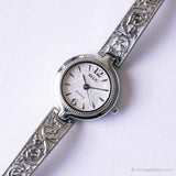 Tono d'argento vintage Relic Follio orologio per donne con braccialetto floreale