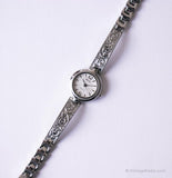 Vintage Silber-Ton Relic Folio Uhr Für Frauen mit Blumenarmband