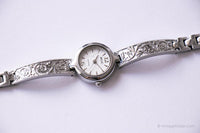 Tono d'argento vintage Relic Follio orologio per donne con braccialetto floreale