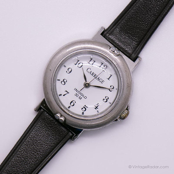 Antique Silver-Tone Carriage Indiglo Watch | Vintage Watch For Women