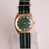 Seltene grün-diale mechanische Timex Uhr | 1970er Jahre Vintage Timex Uhr