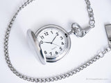 ساعة جيب شخصية عتيقة | ساعة جيب الفضة ذات اللون الفضي مع خيار النقش