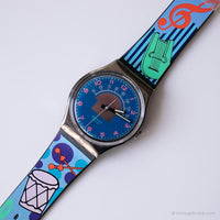 خمر 1990 Swatch GX119 Blue Tone Watch | اسود وازرق Swatch جنت