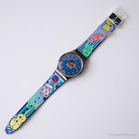 Vintage 1990 Swatch GX119 BLUE TONE Watch | Black and Blue Swatch Gent