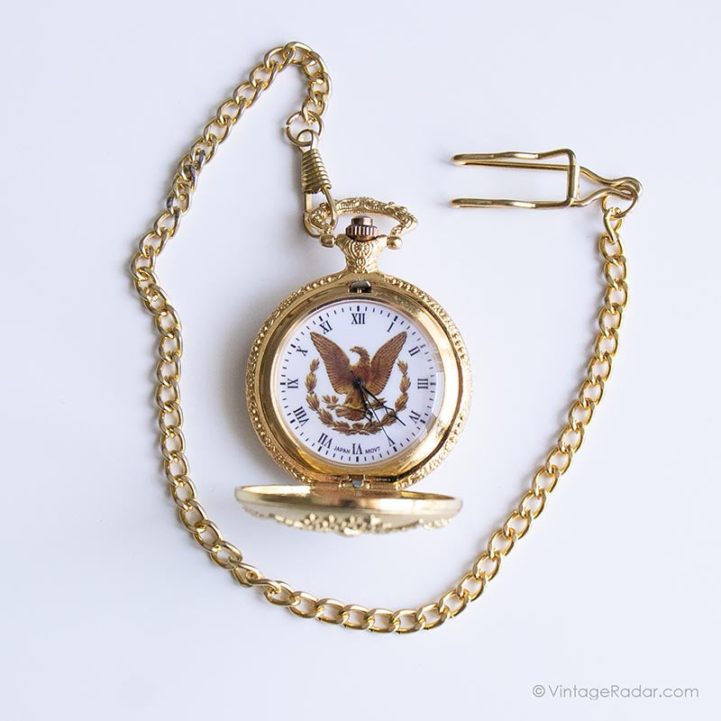 Vintage American Eagle Pocket Watch | Gold-tone Japan Quartz Watch ...