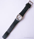 Rectangular vintage Relic Cuarzo de folio reloj para mujeres con correa negra