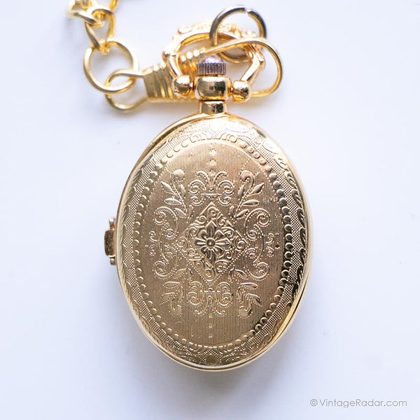 Bolsillo de mariposa vintage reloj para damas | Elegante bolsillo de oro reloj