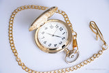 ساعة جيب شخصية عتيقة | ساعة جيب النغمة الذهبية مع خيار النقش