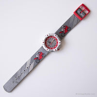 Vintage 2004 Red and Gray Flik Flak by Swatch | Motorcycle Watch