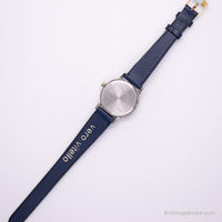 Carriage de tono plateado vintage de plateado por Timex reloj con correa azul marino
