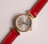 90s Gold-Tone Seiko 1421-0060A Watch for Women on Red Strap