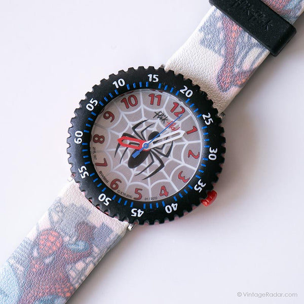 2010 Flik Flak FFL007 Web-Head Swatch Uhr | Vintage Spider-Man Uhr