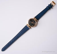 Dial negro vintage Fossil reloj para mujeres con cristal en forma de diamante