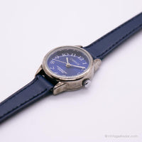 Vintage Blue-Dial-Wagen durch Timex Uhr | Winzige blaue Dial Frauen Uhr