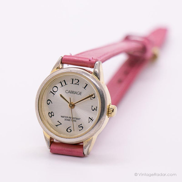Chariot de ton or vintage par Timex montre pour elle avec une sangle rose