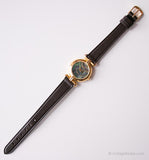 Vintage Fossil Quartz Watch with Marble Effect Dial & Brown Leather Strap