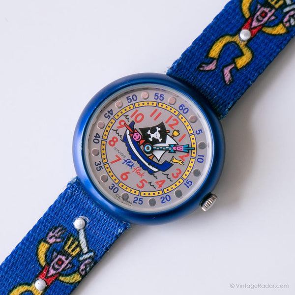 1995 القراصنة Flik Flak بواسطة Swatch مشاهدة | ساعة زرقاء خمر للأولاد