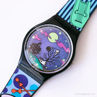 1992 Swatch GB192 Gitterstund Uhr | Seltener Halloween -Geist Swatch