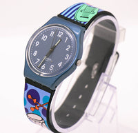 Blu metallico swatch Gent Watch Vintage | Quarzo svizzero retrò degli anni '90 swatch
