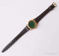 Vintage Green-Dial Fossil Watch for Women | Gold-tone Quartz Watch