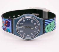 Metallic Blue Swatch Gent Watch Vintage | 90s Retro Swiss Quartz Swatch
