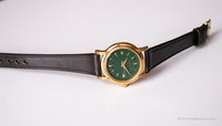 Vintage Green-Dial Fossil Uhr für Frauen | Goldton-Quarz Uhr