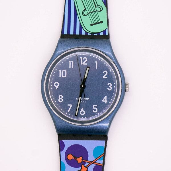Metallic Blue Swatch Gent Watch Vintage | 90s Retro Swiss Quartz Swatch