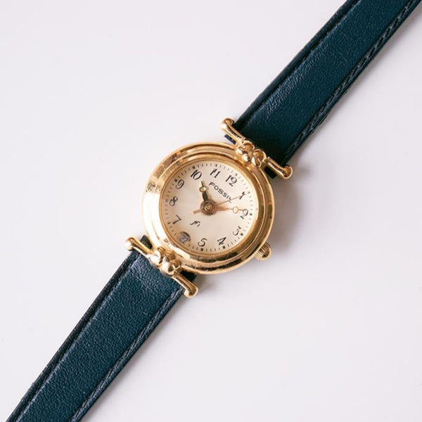 Winziger Gold-Ton Fossil Uhr für sie | Vintage Gold-Tone Designer Uhr