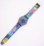 Azúl metálico swatch Caballero reloj Vintage | Cuarzo suizo retro de los 90 swatch