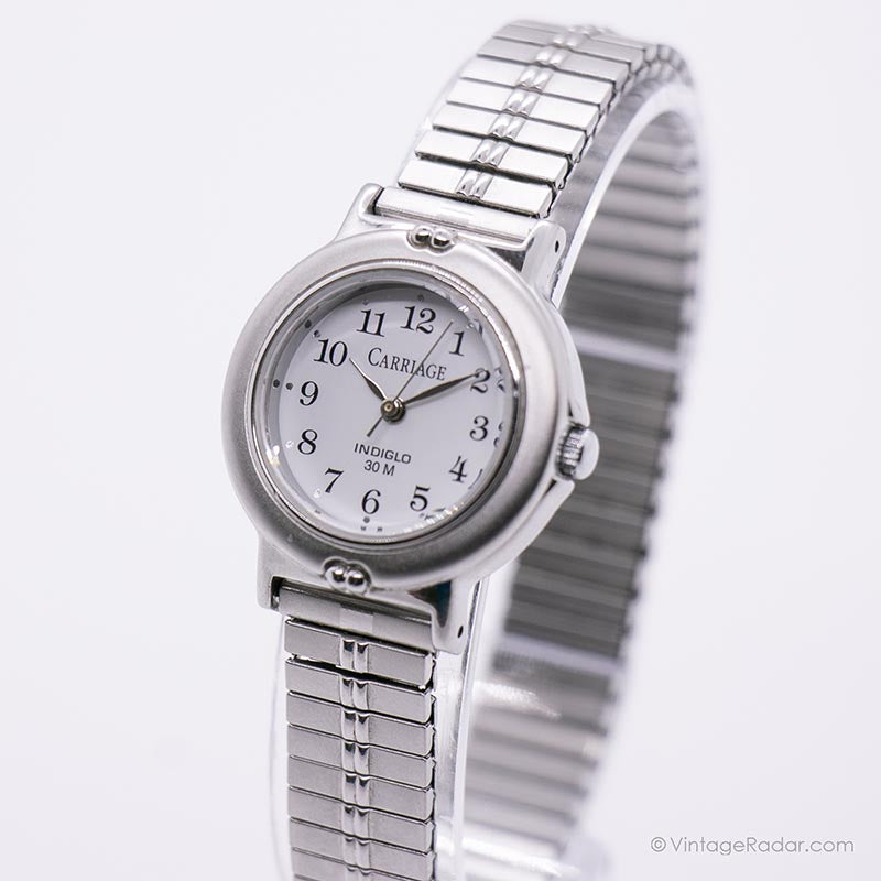 Vintage Silver-tone Carriage Watch for Women Best Vintage