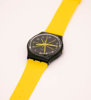 1997 swatch GB179 الخردل ساعة | التسعينات الأصفر والأسود swatch ساعة جنت