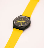 1997 swatch GB179 mostaza reloj | Amarillo y negro de los 90 swatch Caballero reloj