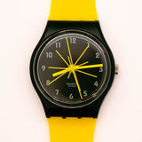 1997 swatch GB179 moutarde montre | Jaune des années 90 et noir swatch Gant montre
