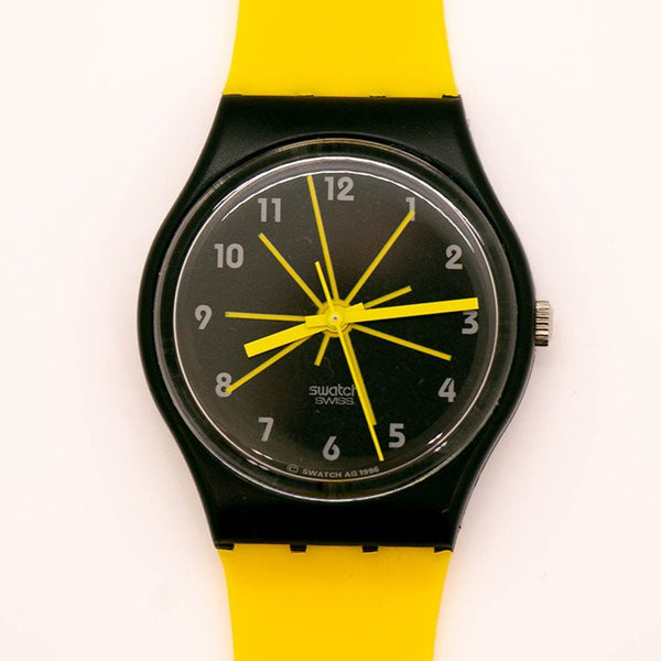 1997 swatch GB179 الخردل ساعة | التسعينات الأصفر والأسود swatch ساعة جنت