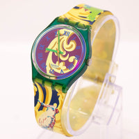 1994 swatch GN119 perroquet orologio | Stile barocco colorato swatch Guadare