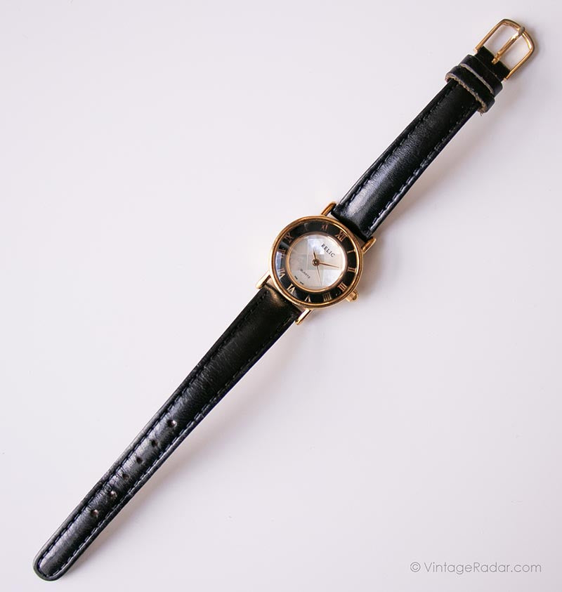 Vintage Relic Marble-Dial Quartz Watch | Ladies Retro Gold-tone Watch ...