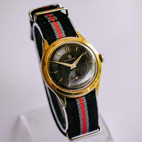 Dialcero nero 22 gioielli orologio automatico | Orologio da polso vintage di lusso degli anni '60