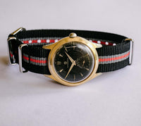 Schwarzes Zifferblatt 22 Juwelen automatisch Uhr | 1960er Jahre Luxus -Vintage -Armbanduhr