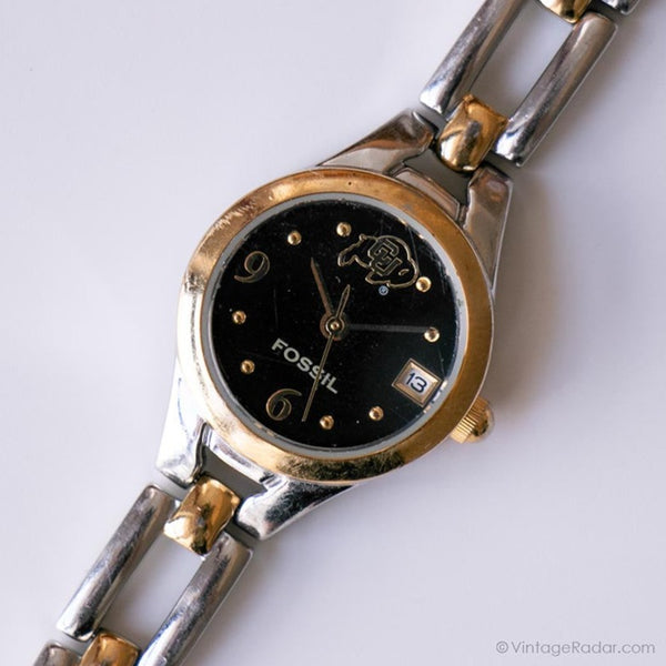Winziges Schwarz-Dial Fossil Uhr für Frauen | Jahrgang Fossil College -Sammlung