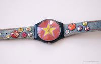1998 Swatch GI101 Stars & Pins montre | Étoile d'or vintage Swatch