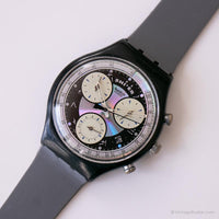 1994 Swatch SCB112 Miobiao reloj | Negro vintage Swatch Chrono
