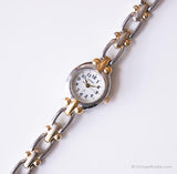 Pequeño elegante dos tonos Fossil F2 Damas reloj | Diseñador vintage reloj