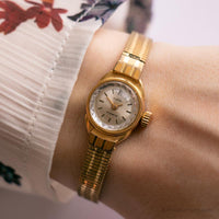 Jahrgang Ruhla 17 Juwelen goldplattierte mechanische Uhr für Frauen