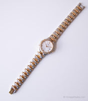 Antiguo Fossil Acero inoxidable sólido reloj para mujeres | Dos tonos reloj